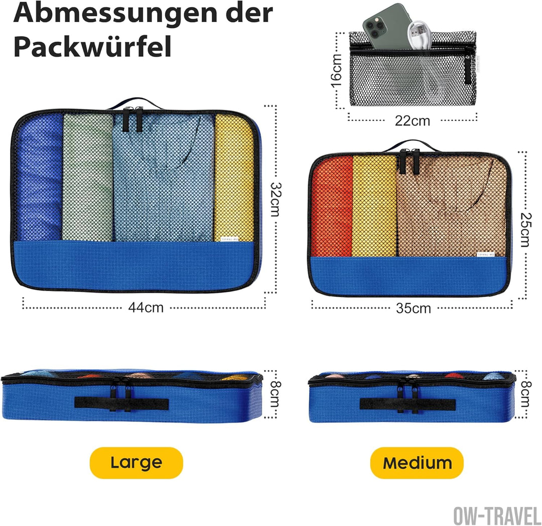 OW-Travel Einfach zu Organisierende Packtaschen für Koffer. Kleiderlagerung mit Reisewürfeln ein Kle