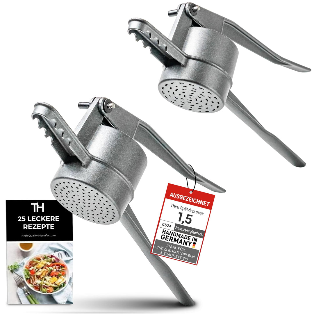 Thiru Spätzlepresse Kombipack - Klassische Spätlze & Knöpfle (Rundloch) - Testsieger 2024-60 Tage ri