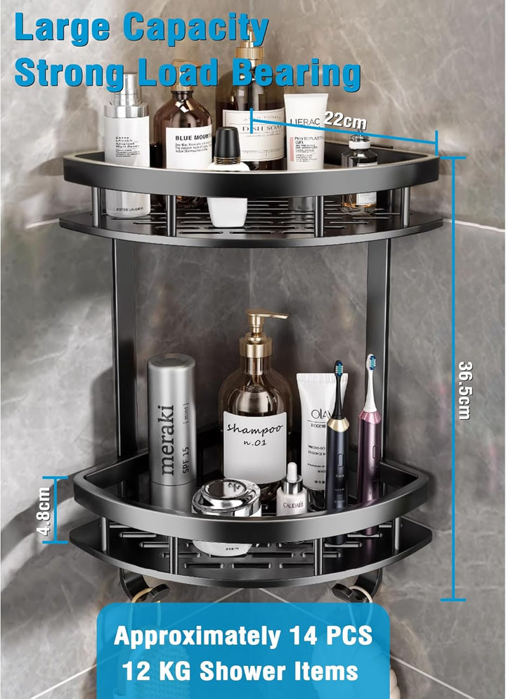 GERUIKE Duschkorb Ohne Bohren Ecke - Duschregal Ohne Bohren Schwarz Matt - Duschablage Ecke Badezimm