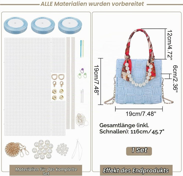 WADORN DIY Strick- Und Häkelhandtaschen-Sets, Handgefertigtes, Gewebtes Taschenherstellungs-Kreuzsti