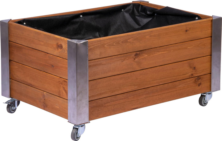 dobar® Hochbeet Rolfi | Rollbares Hochbeet mit Pflanzenvlies | Pflanzkasten aus Holz | 78 x 52 x 40,
