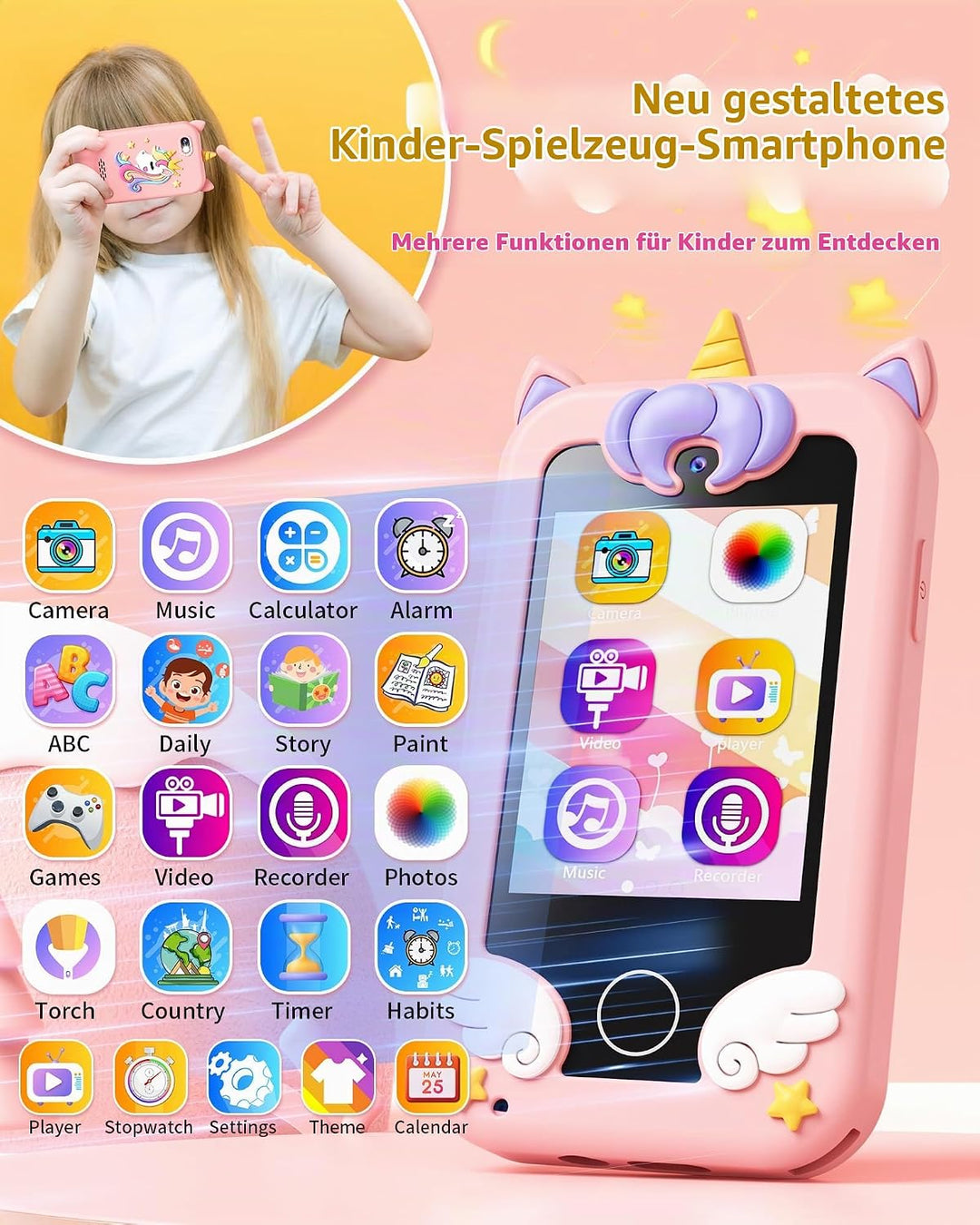 Kinder Handy Smartphone Spielzeug, Einhorn-Geschenke und Spielzeuge für Mädchen und Jungen im Alter