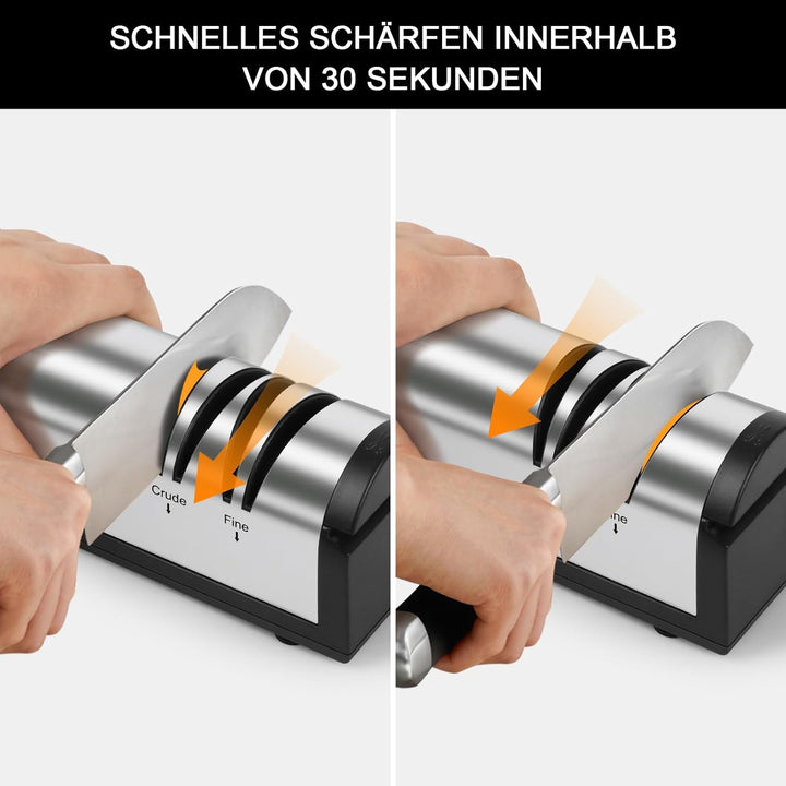 Messerschärfer Elektrisch aus Edelstahl, Elektrischer Messerschärfer Profi, Ergonomisch Messer Schär