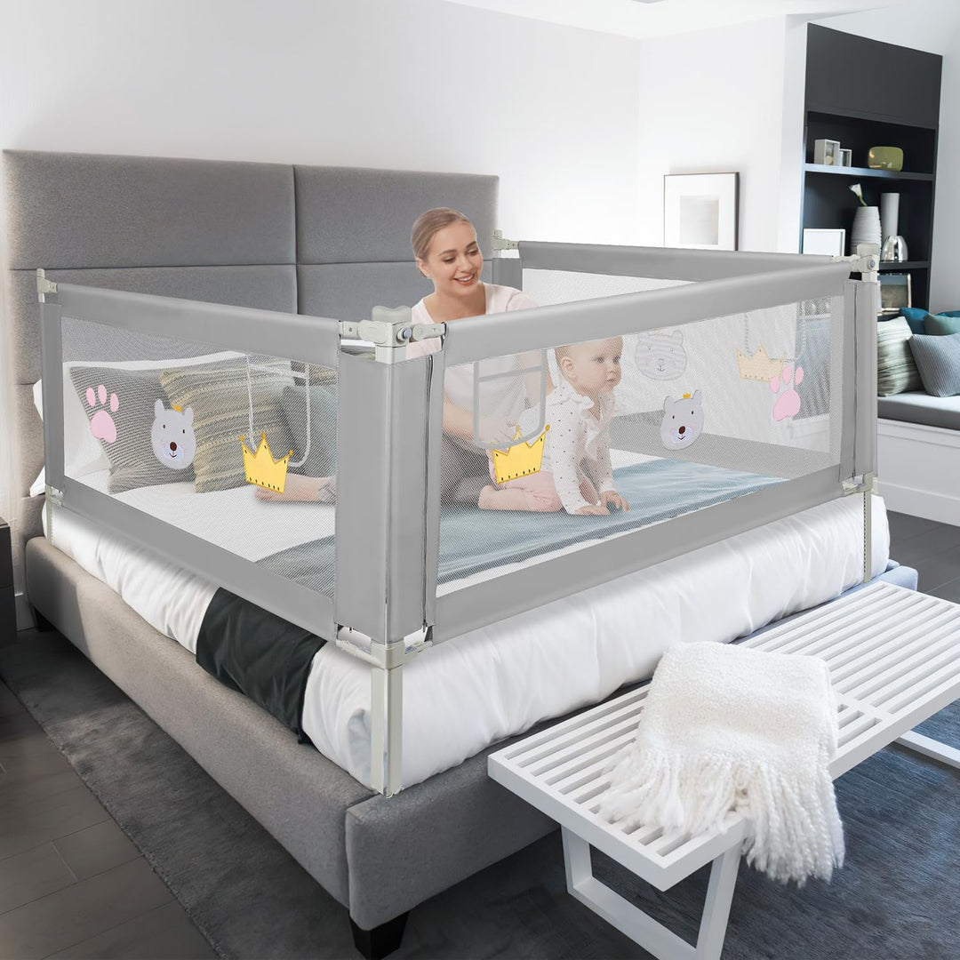 Bettschutzgitter 180×70 cm Rausfallschutz Bett – Bettgitter für Baby &amp; Kleinkind, Unterstange zur Ma