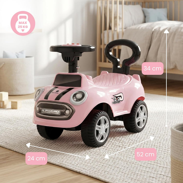 Rutschauto ab 1 Jahr, Lauflernwagen, Kinderauto Indoor, Rutschfahrzeug mit Klängen (Rosa), Rosa