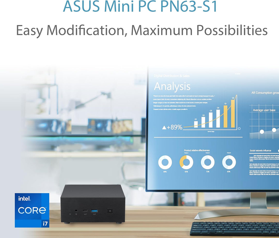 ASUS PN63-BS3018MDS1 Barebone Mini PC (Intel Core i3-1115G4 Prozessor, Intel UHD Grafik, WiFi 6, Blu