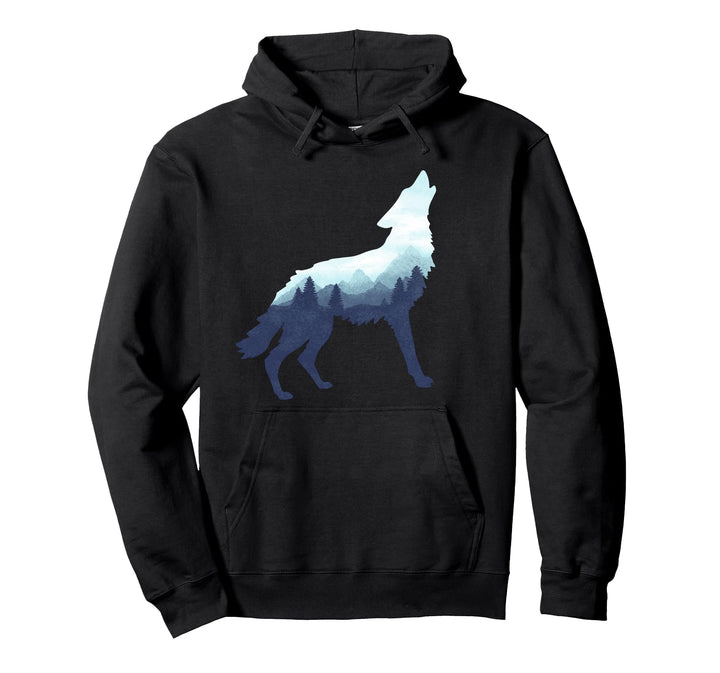 Wolf-Doppelbelichtungs-surreales Tier-Tier wölbt Geschenke Pullover Hoodie