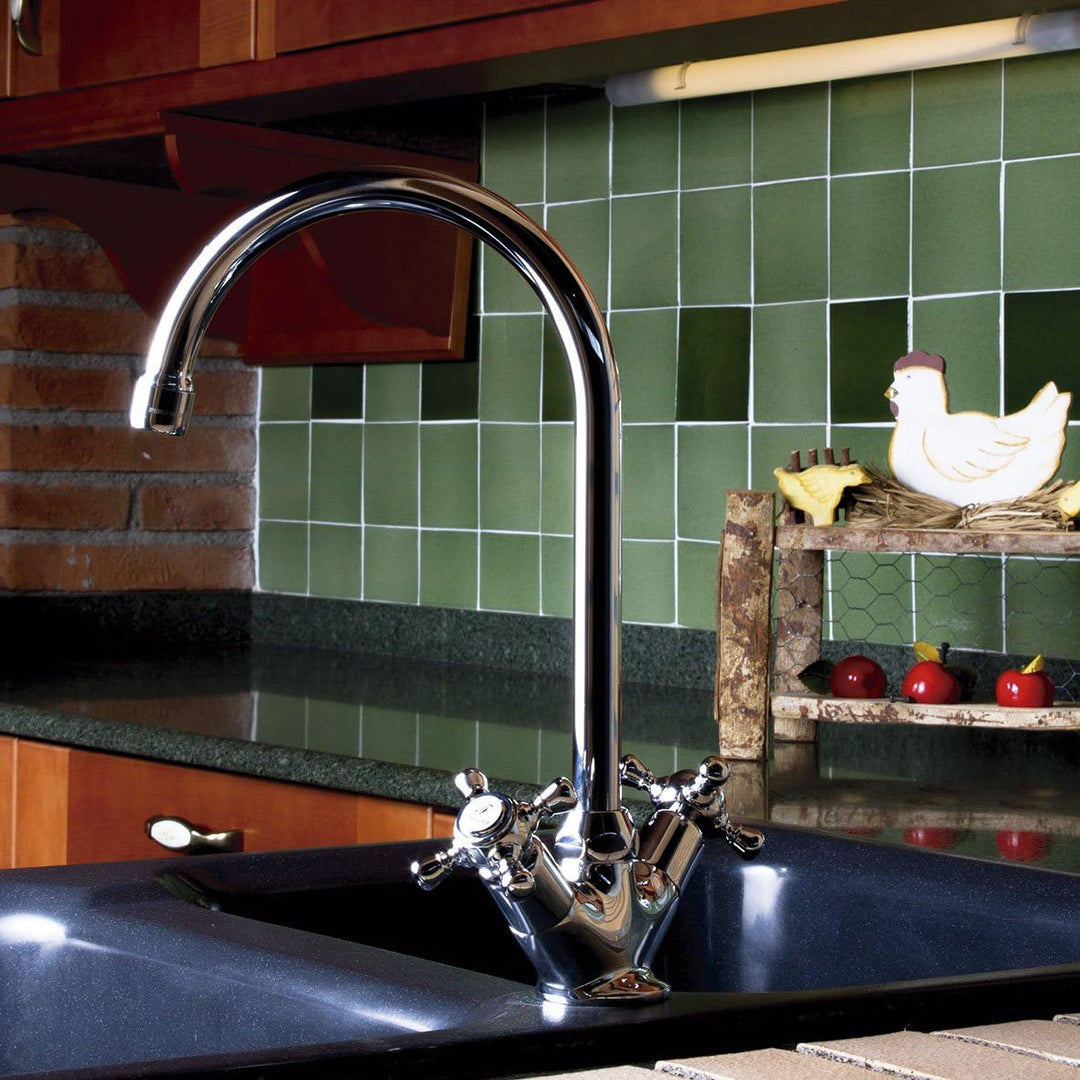 Clever Antigona Küchenarmatur, vertikal, zwei Griffe, Auslaufrohr, Chrom Lavabo spüle, Lavabo spüle