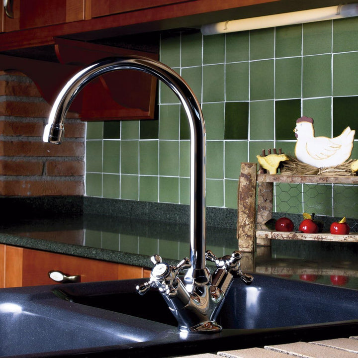 Clever Antigona Küchenarmatur, vertikal, zwei Griffe, Auslaufrohr, Chrom Lavabo spüle, Lavabo spüle