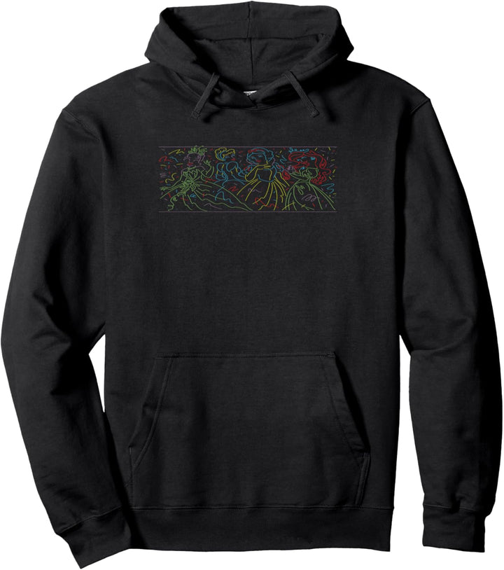 Disney Princess Neon Line Art Group Shot Pullover Hoodie
