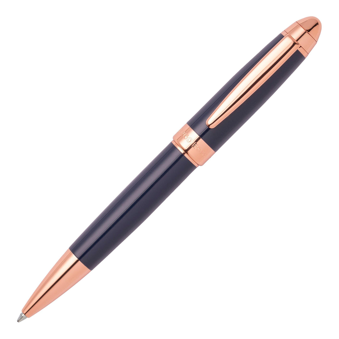 Hugo Boss Kugelschreiber Icon Camel/Chrome aus Messing hergestellt, Farbe: Blau, Abmessungen: 12 x 1