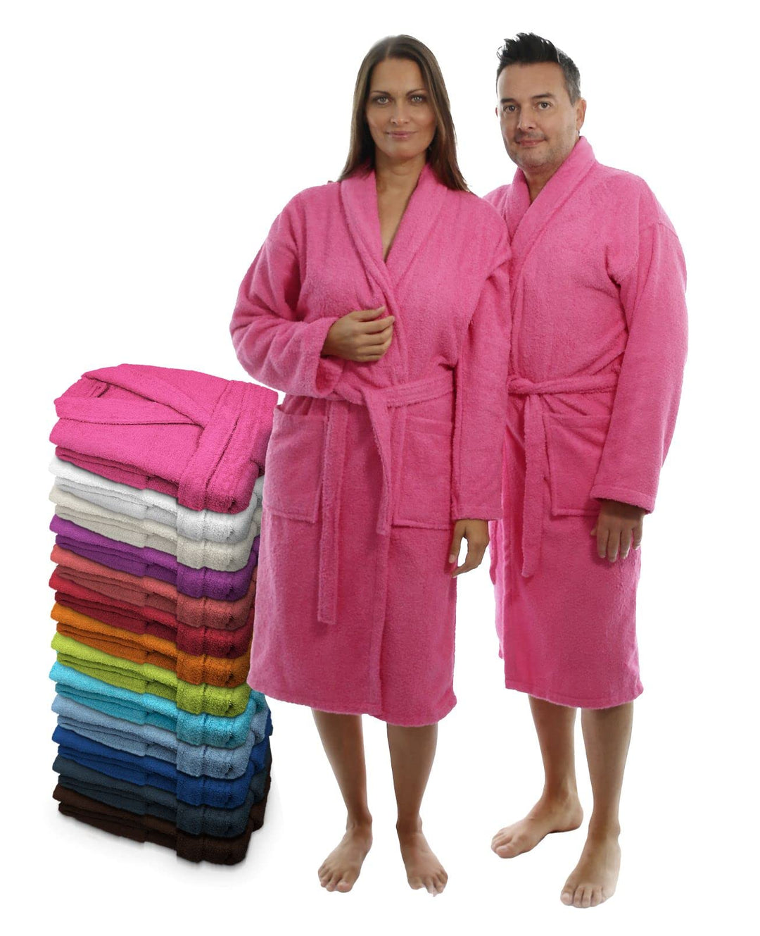 Bademantel für Damen, Herren, Unisex, Frottee 100% Baumwolle 400 gr, Flauschig, Kuschelig, Bunt, Lei