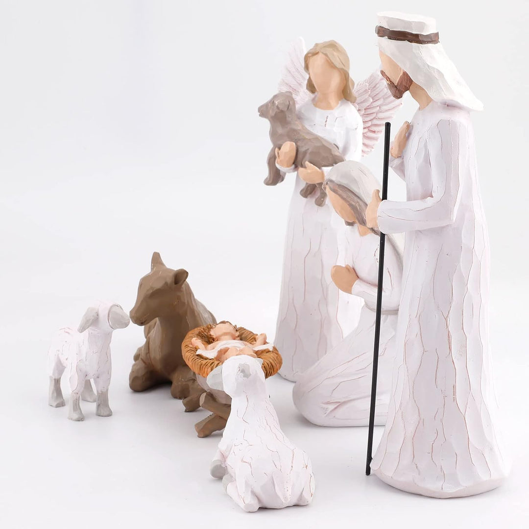 CHUANGLI Krippenfiguren Set, Handbemalte Krippenfiguren, 7 Krippe Handbemalte Harzfiguren, JesusBaby