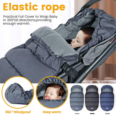 Orzbow Fusssack Kinderwagen Winter,Winterfusssack Kinderwagen mit Grosse Kapuze,Warmes Polarfleece-F