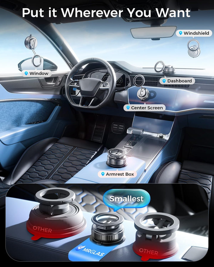 MRGLAS 360°Drehbare Vakuum Handyhalterung Auto Magnetische, Magsafe Handyhalterung, KFZ Autohalterun