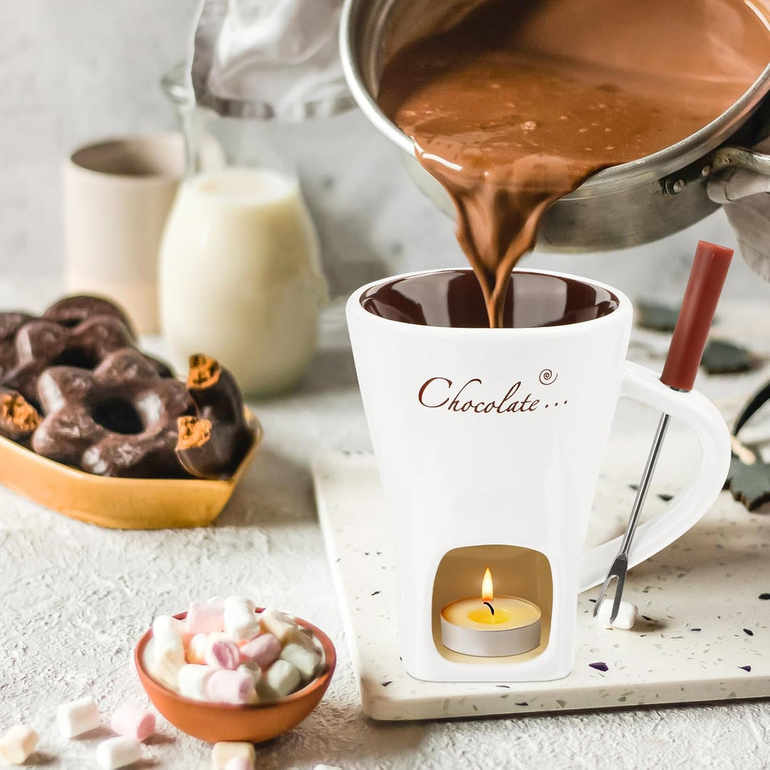 Jognee Schokofondue Tasse, Keramik Schokoladenfondue, Schokoladen-Hot-Pot-Schmelzbecher, Mehrzweck C