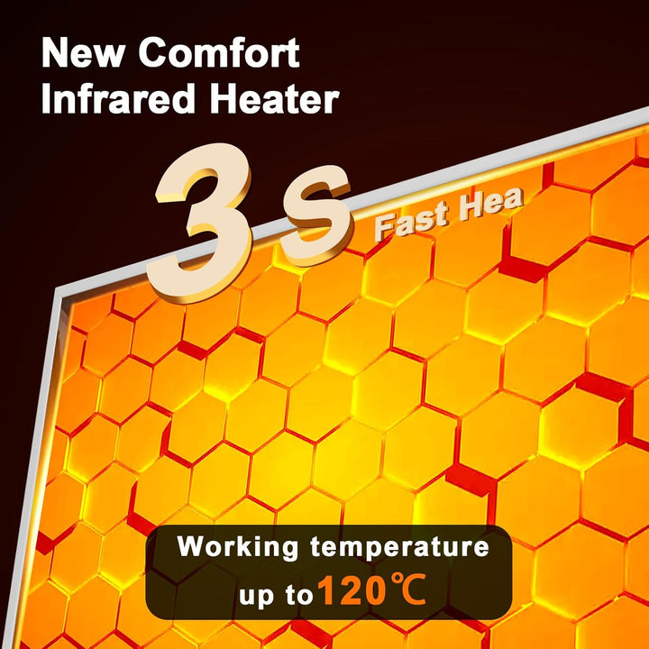 Infrarotheizung Bild 600W - Schnellwärmend in 1-3 Min. - Energieeffizient mit Überhitzungsschutz - F
