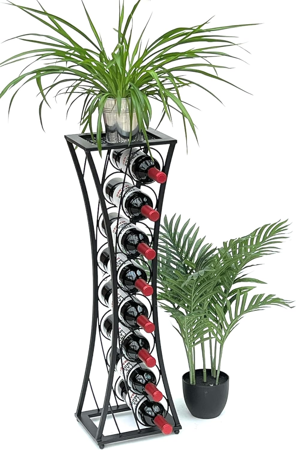 DanDiBo Weinregal Metall Schwarz Stehend Mika 80 cm 96536 Flaschenregal Flaschenständer Flaschenhalt