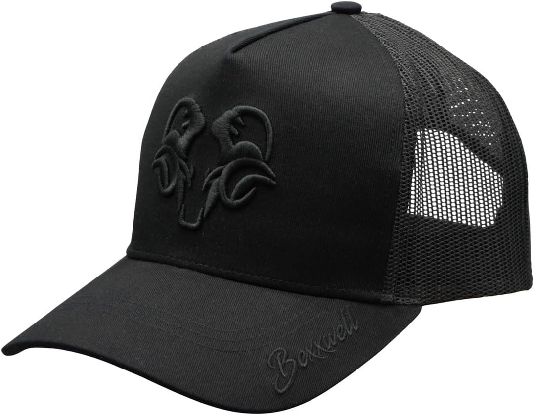 Bexxwell Trucker Cap schwarz mit 3D Logo-Stickerei (optimale Passform, Kappe, Black, Truckercap, Log