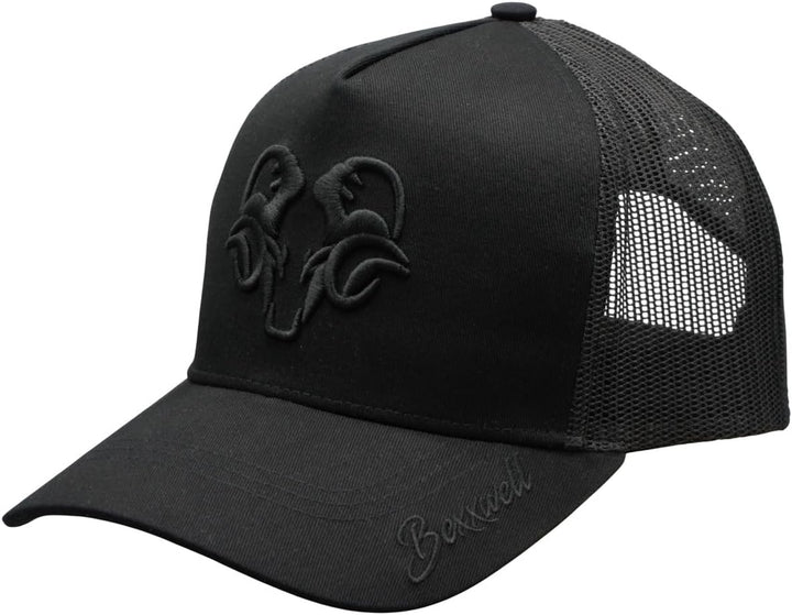 Bexxwell Trucker Cap schwarz mit 3D Logo-Stickerei (optimale Passform, Kappe, Black, Truckercap, Log
