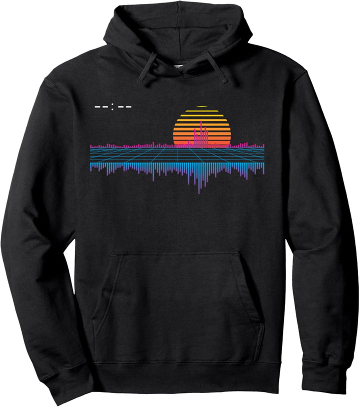 Retrowellen-Synthwellen-Dampfwellen-Sonnenuntergangsästhetik Pullover Hoodie