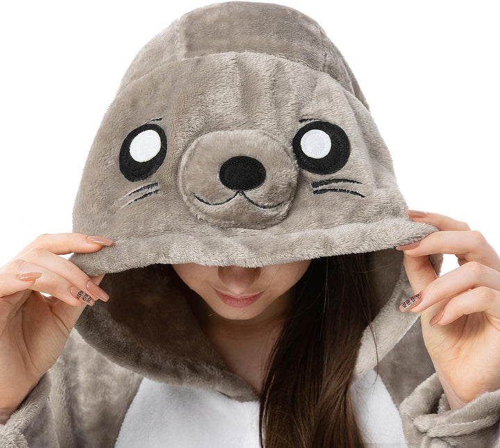 Katara 1744 - Seerobbe Kostüm-Anzug Onesie/Jumpsuit Einteiler Body für Erwachsene Damen Herren als P