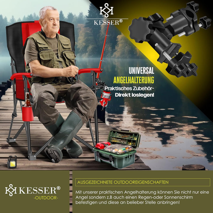 KESSER® Campingstuhl faltbar bis 160 kg | Angelstuhl Faltstuhl Klappstuhl Gepolstert mit Armlehnen |