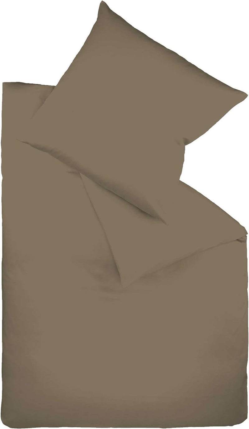 fleuresse Uni-Colours Bettwäsche-Set, Mako Satin, 100 Prozent Baumwolle, Fb. Espresso, 135 x 200 cm,