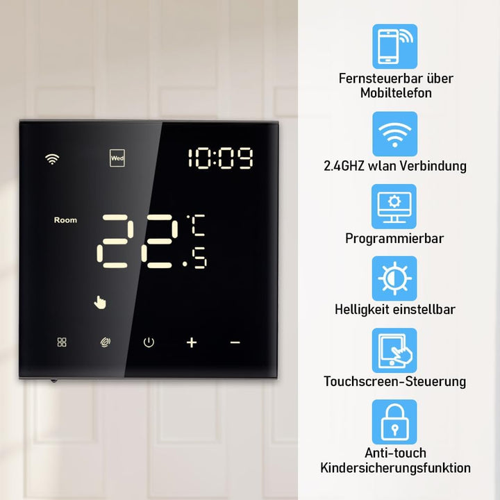 Irishom WiFi Thermostat mit Wasser Fussbodenheizung und Kesselsteuerung,Wchentlich Programmierbar Ra