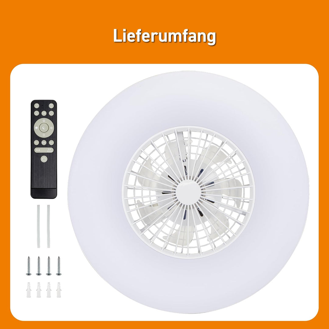 Proventa LED Deckenleuchte mit Ventilator RGB Farbwechsel 54W 3950lm Ø60cm Fernbedienung Deckenventi