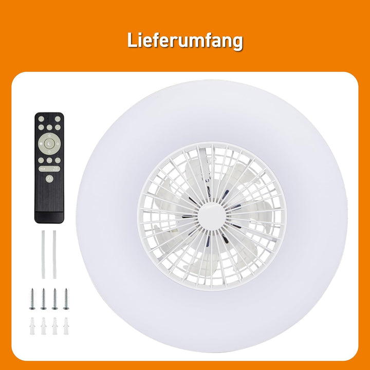 Proventa LED Deckenleuchte mit Ventilator RGB Farbwechsel 54W 3950lm Ø60cm Fernbedienung Deckenventi