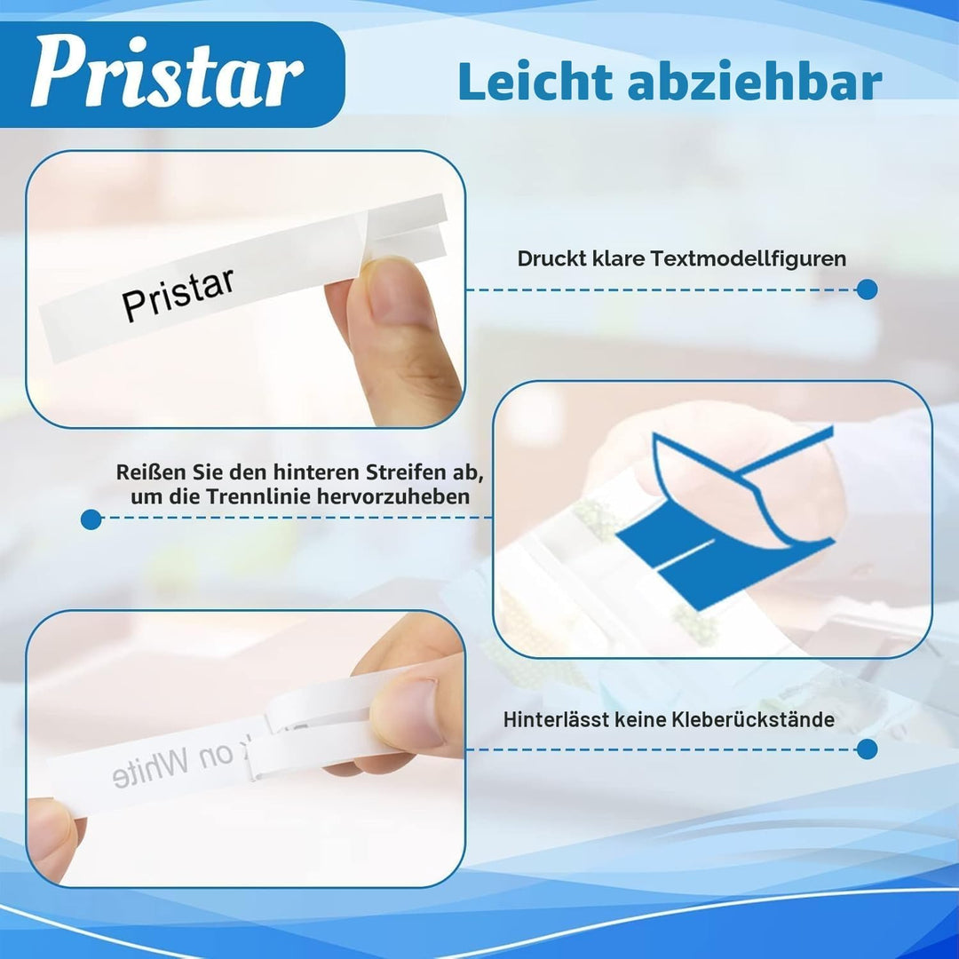 5x Pristar kompatibel mit Brother TZe-231 TZe231 Tze 12mm 0.47 laminierte Schriftband Schwarz auf We