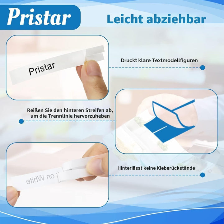 5x Pristar kompatibel mit Brother TZe-231 TZe231 Tze 12mm 0.47 laminierte Schriftband Schwarz auf We