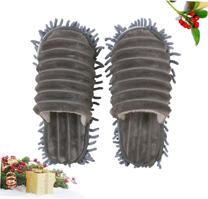 MAGICLULU Flauschige Bodenputzschuhe Damenpantoffeln aus Chenille mit Abnehmbarer Mikrofaser Sohle G