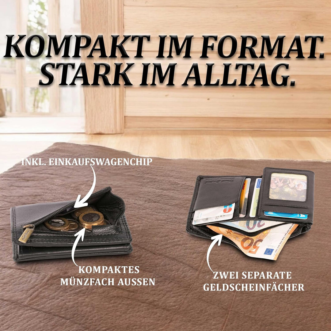 MATADOR Kartenetui Herren Leder 'Milano mit Geheimfach & Mini Münzfach | Minimalist Wallet Cardholde