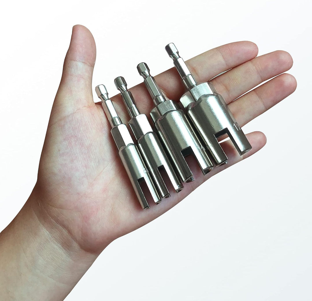 4 Stück 6,35 mm Sechskantschaft, Power Flügelmutter-Schraubendreher-Set, Schlitz-Flügelmuttern, Bohr