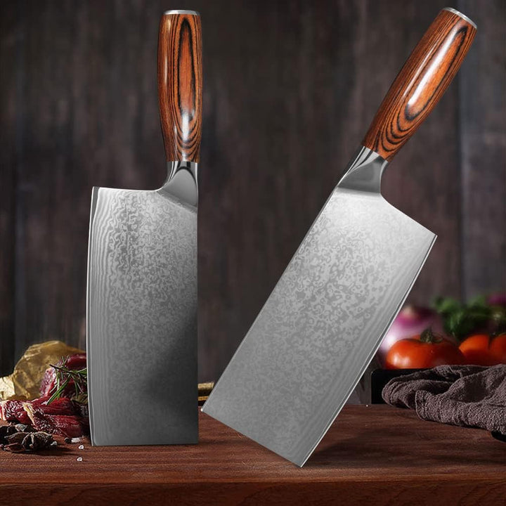 Home Safety Damastmesser Japanisches Kochmesser - Profi Fleischmesser aus echtem Damaststahl für Küc