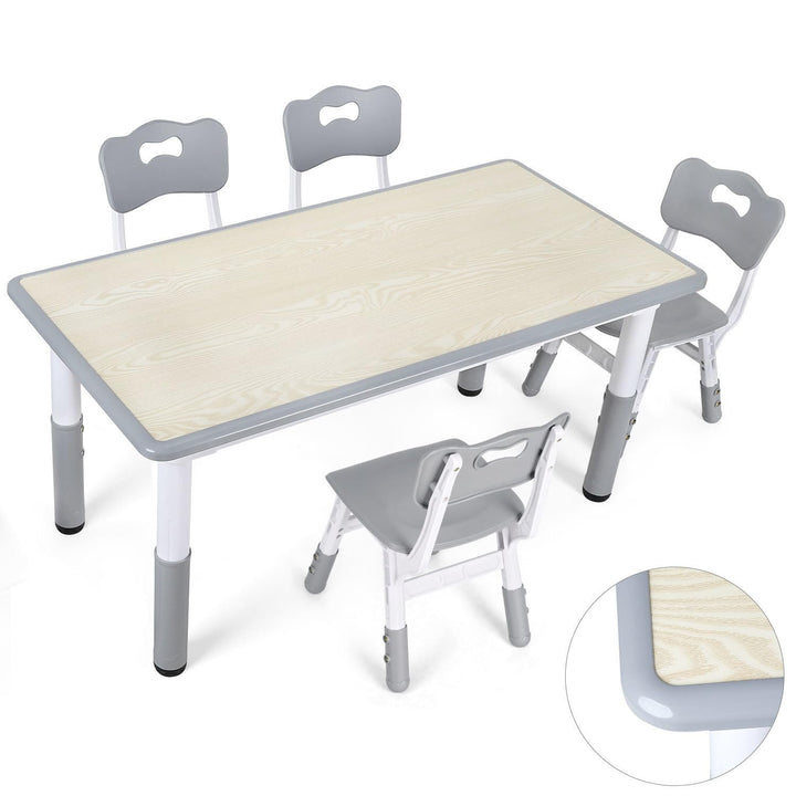 Verstellbares Kinder Schreibtisch Set mit 1 Tisch und 4 Stühlen - Höhenverstellbar, Multifunktional,