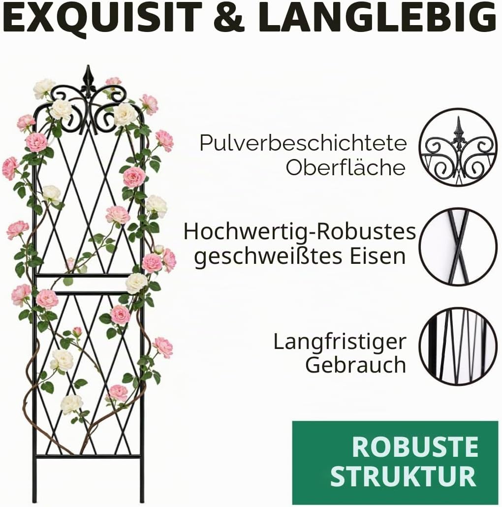 2 Pack 71" H x15 W Trellis,Black Garden Trellis for Climbing Plants Outdoor Metal Frame Sturdy Trell