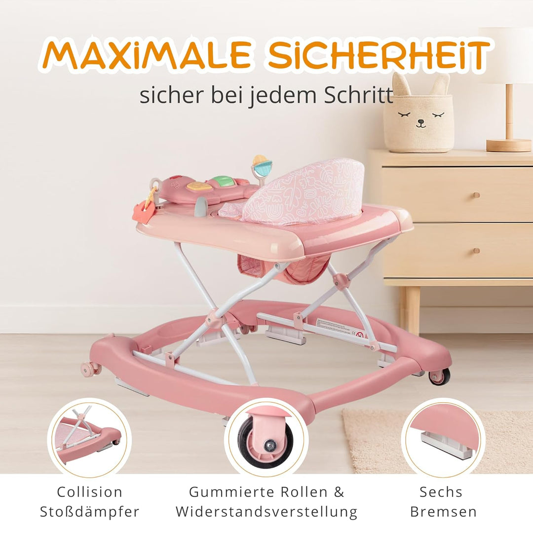 BRONEA® 5-in-1 Babywalker Gehfrei | Lauflernhilfe mit Schaukelfunktion, Musik &amp; Licht | Laufhilfe fü