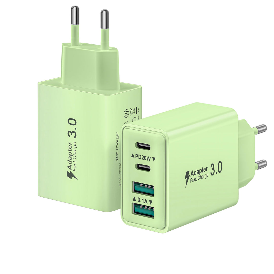 USB C Ladegerät, 2-Pack 40W 4 Ports USB C Stecker Schnellladegerät Mehrfach Ladestecker mit PD+QC Po