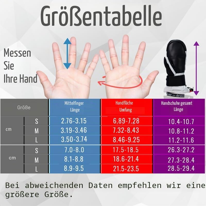 devembr Ski-Fäustlinge mit Handgelenkschützern, Warme Snowboard-Fäustlinge, Wasserdicht (S/M/L) Weis
