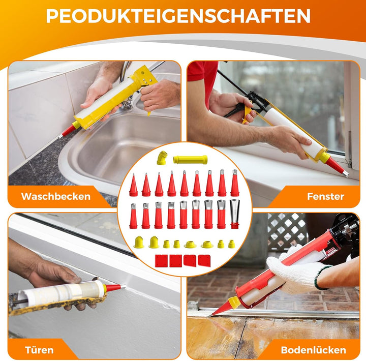 32 Stück Edelstahl Dichtungsdüse, Universal Integrierte Gummidüse Werkzeug Kit,Silikon Spitzen Kartu