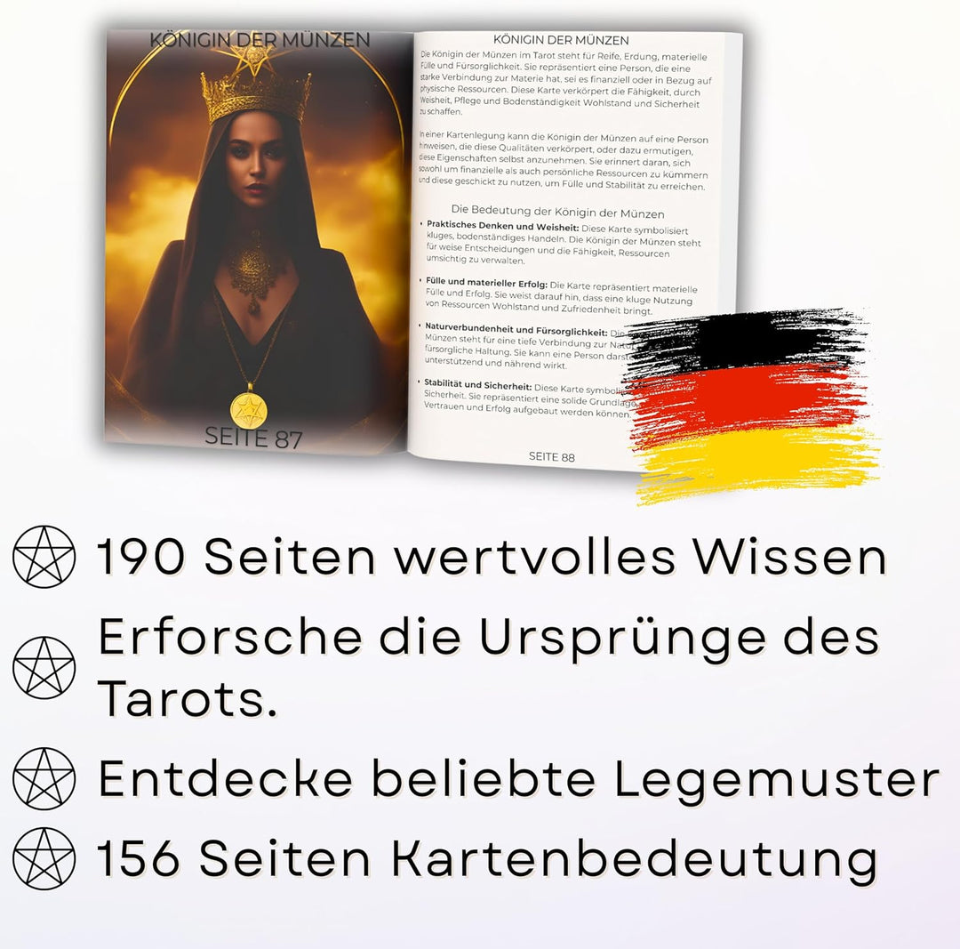 Rubaki Tarotkarten – 78 Karten mit gedrucktem Begleitbuch auf Deutsch und zusätzlichem digitalem Buc