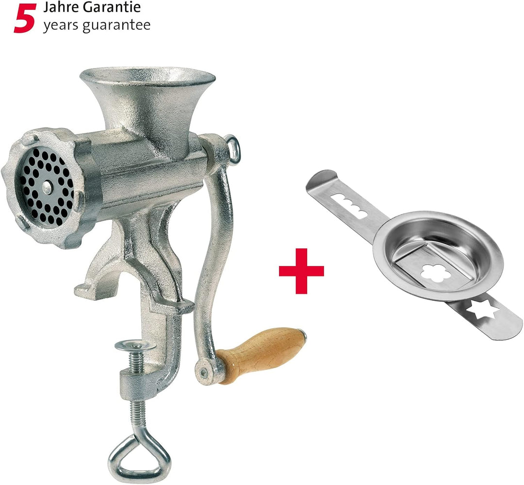 Westmark Fleischwolf-Set, 2tlg., 1 Fleischwolf + 1 Spritzgebäckvorsatz, Grösse 5, inkl. Schraubzwing