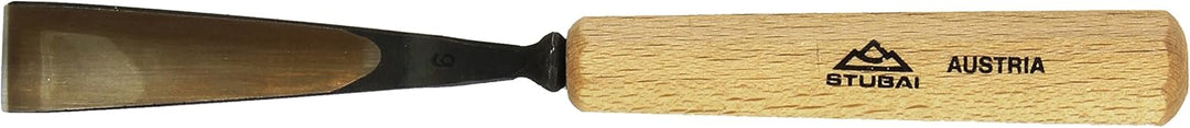 STUBAI Stemmeisen Stechbeitel Serie 52 - Form 6 | Gerades Hohleisen - 20 mm, mit Holzgriff, für Figu