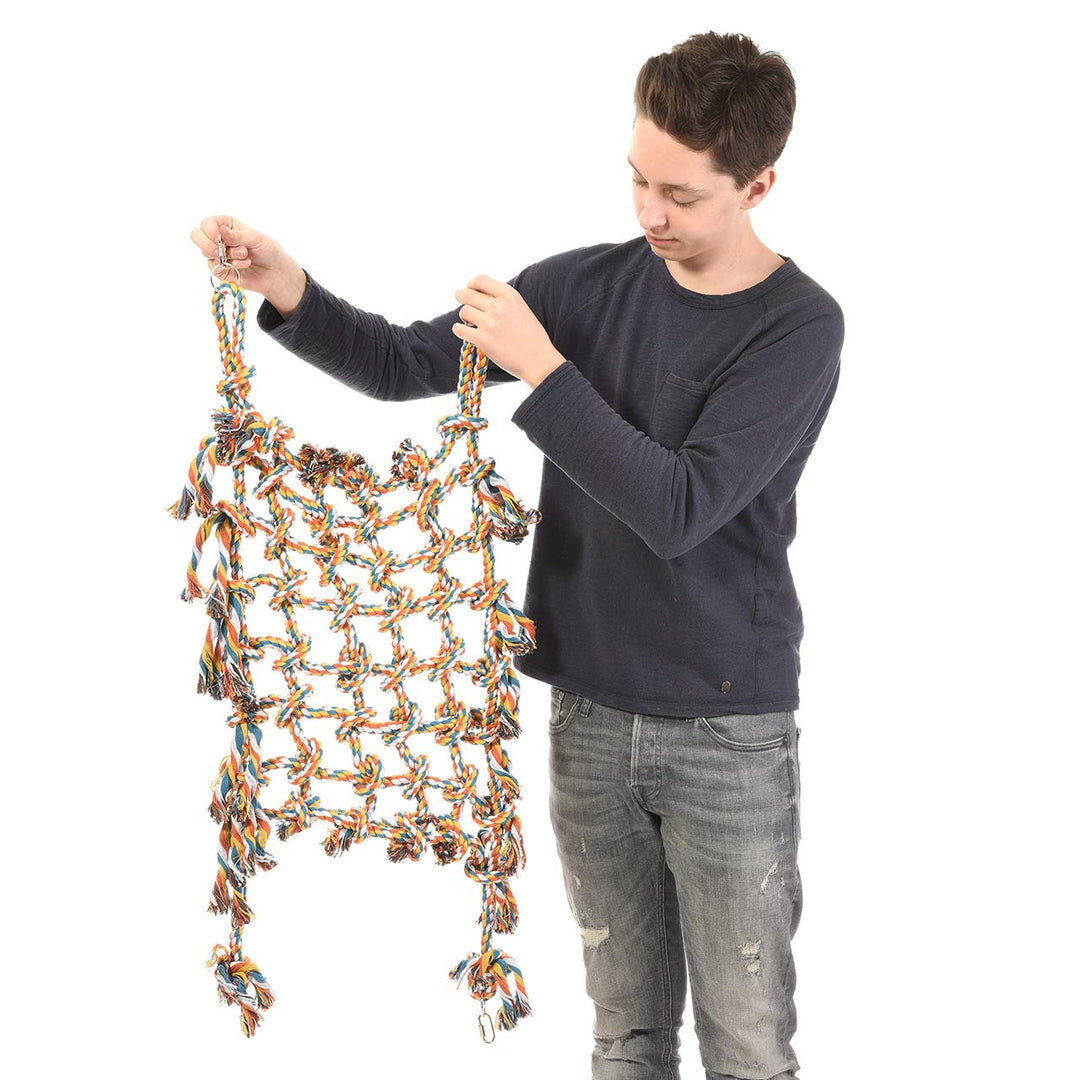 HappyBird | Papageienkletternetz XL - Kletternetz für Papageien buntes Netz aus Baumwolle