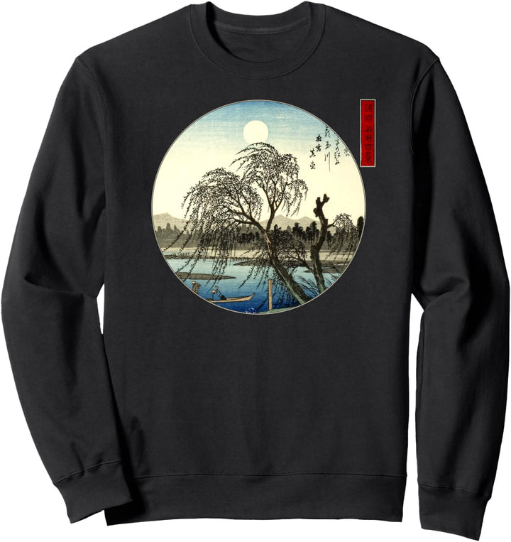 Berühmte Vintage-Kunst: Herbstmond Tama River Hiroshige stilvoll Sweatshirt