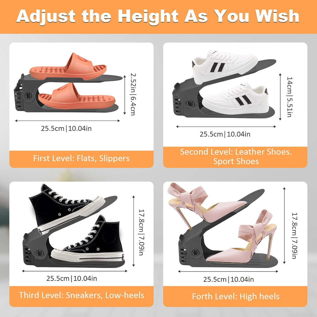 JOYBOY Einstellbare Schuhregale,24 Stück rutschfest Schuhstapler Doppelschicht Schuhhalter Platzspar