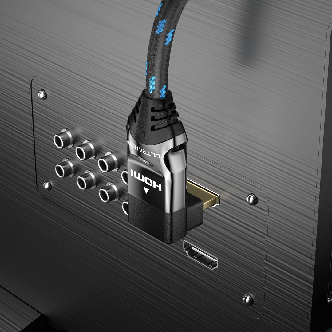Ultra HDTV 270° 8K HDMI 2.1 Kabel - 1,5m, Winkel-Stecker, 48 Gbps, 8K@60Hz, 4K@120Hz - Knickschutz -